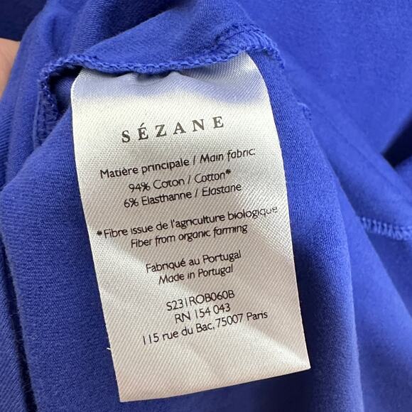 SEZANE Pippa Short Dress Electric Blue Organic Cotton Sz XXL $150 {T38} - Picture 5 of 5